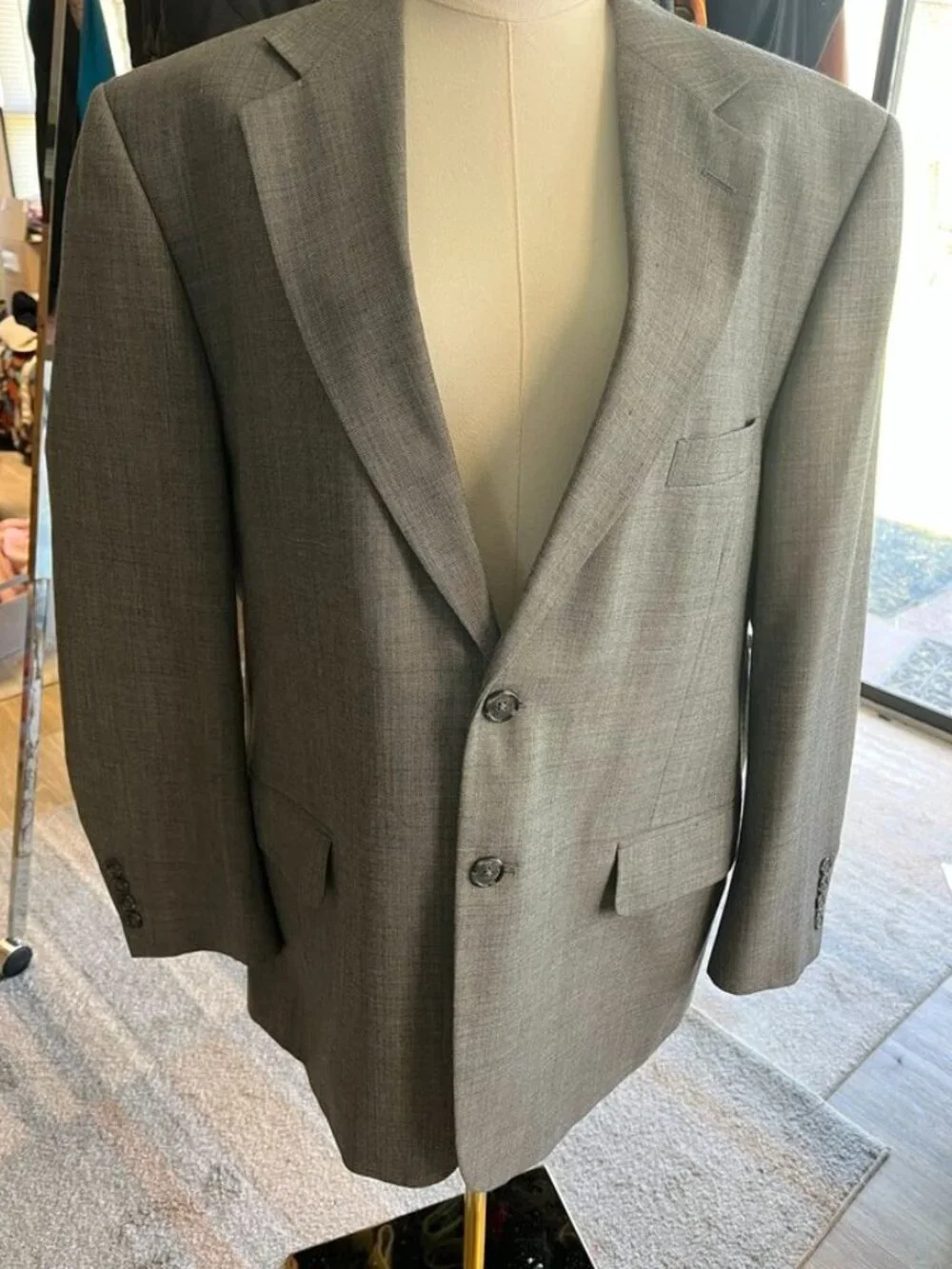 Vintage Bert Pulitzer Gray Wool Blend Sport Coat Blazer 42 Short